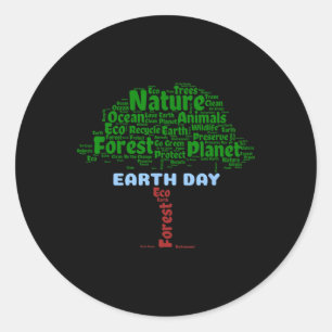 Sticker Rond Jour des terres Arbre Nature Recycle Planète Deven