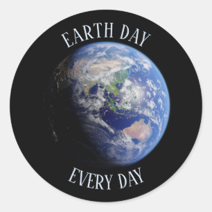 Sticker Rond Jour des terres chaque jour Planète Terre