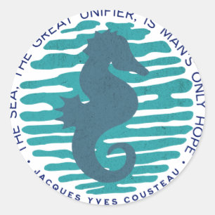 Sticker Rond Jour des terres, Hippocampe et Vagues, Nettoyer l'