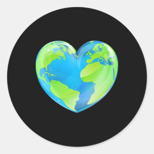 Sticker Rond Jour des terres Love Heart World Globe