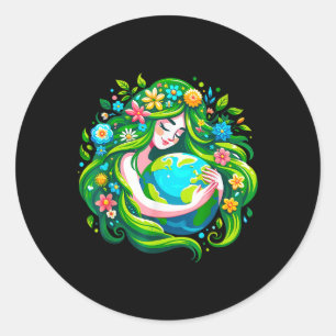 Sticker Rond Jour des terres Mère Jour des terres Nature Sauvez