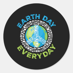 Sticker Rond Jour des terres Quotidien Paix Terre Animaux Homme