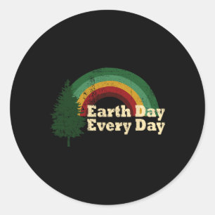 Sticker Rond Jour des terres quotidien Rainbow Pine Tree