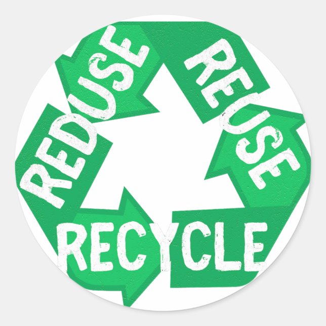 Sticker Rond Jour des terres Réduire Réutiliser Recycle Boucle  (Devant)