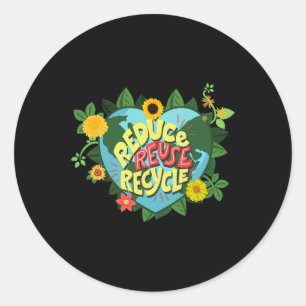 Sticker Rond Jour des terres Réduire Réutiliser Recycle Enregis
