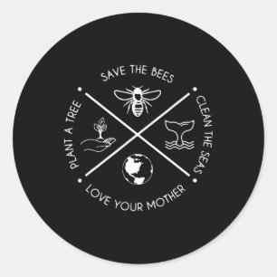 Sticker Rond Jour des terres Sauver Les Abeilles Plante Plus D'