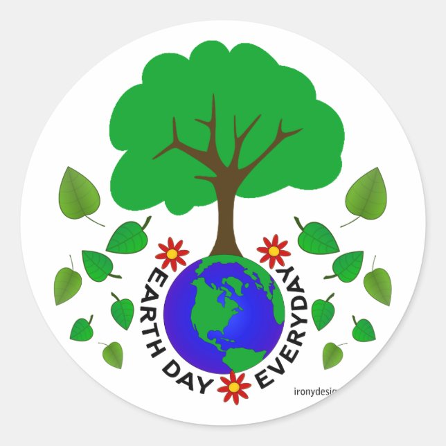 Sticker Rond Jour des terres tous les jours (Devant)