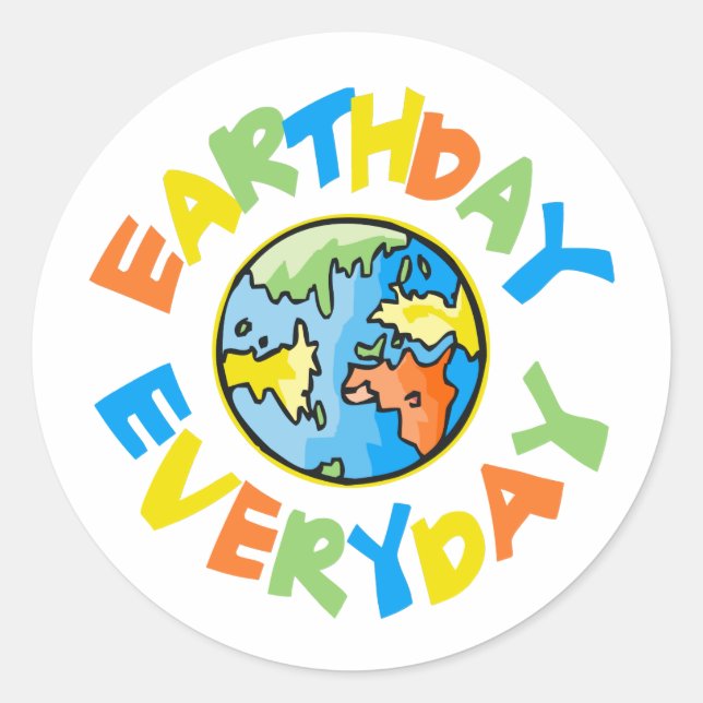 Sticker Rond Jour des terres tous les jours (Devant)