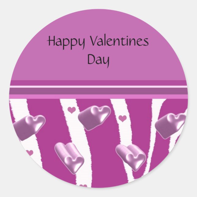 Sticker Rond Jour des Valentines au coeur pourpre (Devant)