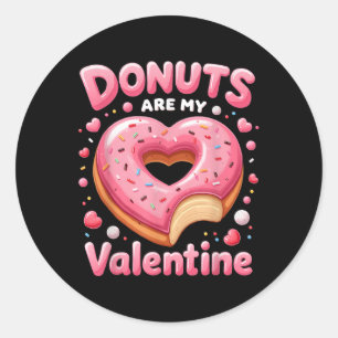 Sticker Rond Jour des Valentines de givre rose, mignonne beigne