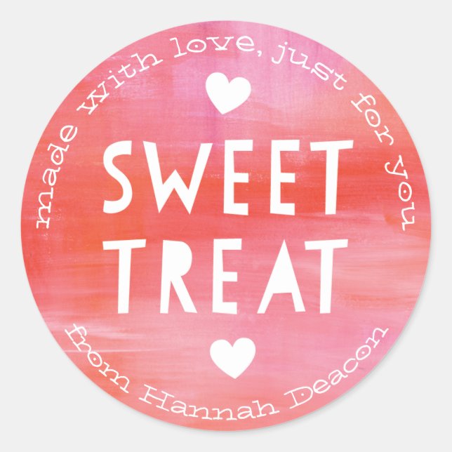 Sticker Rond Jour des Valentines de Traite Douce Rouge Rose Pei (Devant)