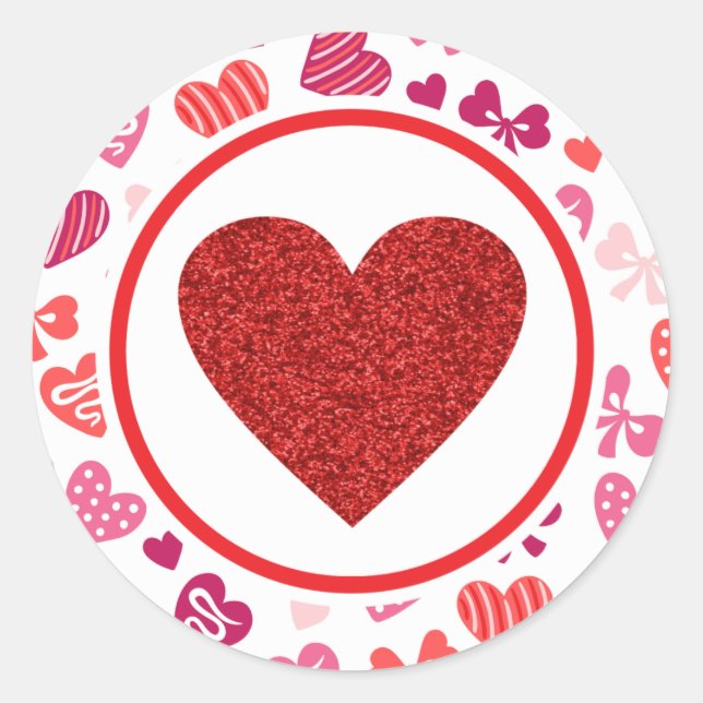 Sticker Rond Jour des Valentines du Coeur Rouge (Devant)