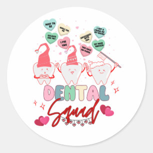 Sticker Rond Jour des Valentines Équipe dentaire Coworkers Grou
