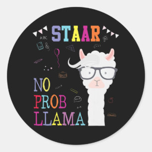 Sticker Rond Jour d'essai Squad No Prob-llama Llama Enseignant