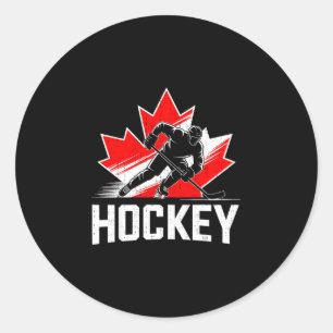 Sticker Rond Jour du Canada hockey patriotique feuille d'érable