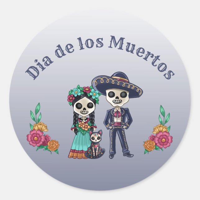 Sticker Rond Jour du couple mort et du chat (Devant)