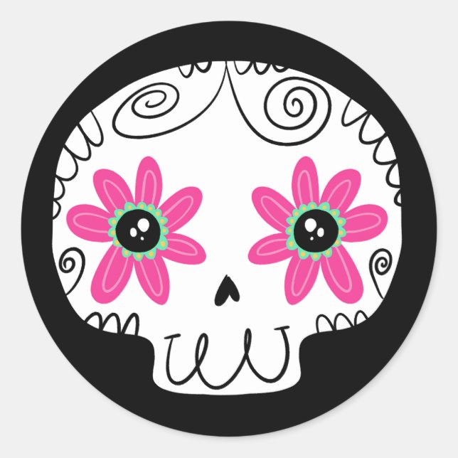 Sticker Rond Jour du crâne de sucre des morts (Devant)