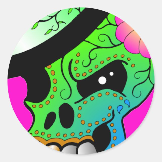 Sticker Rond Jour Du Crâne Mort (Devant)