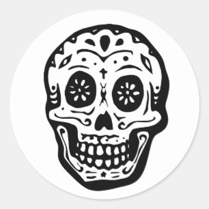 Sticker Rond Jour Du Crâne Mort-Blanc