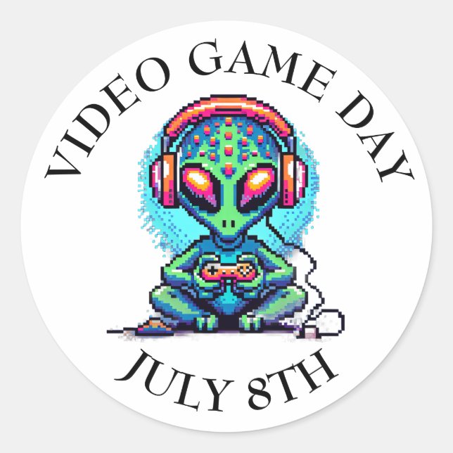 Sticker Rond Jour du jeu vidéo | 8 juillet (Devant)