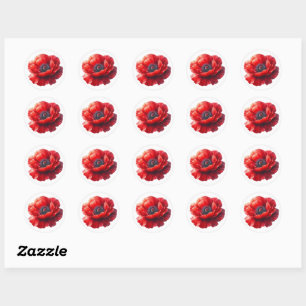 Sticker Rond Jour du Souvenir Coquelicot Rouge Jour du Souvenir