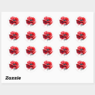 Sticker Rond Jour du Souvenir Coquelicot Rouge Jour du Souvenir