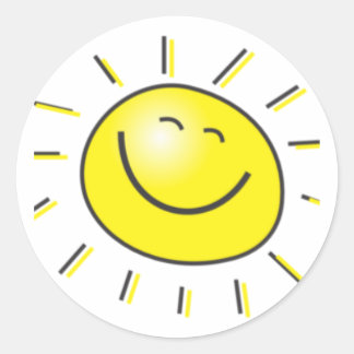 Sticker Rond Jour ensoleillé, soleil souriant, Jour pour sourir