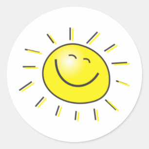 Sticker Rond Jour ensoleillé, soleil souriant, Jour pour sourir
