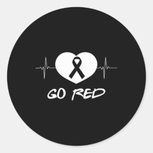 Sticker Rond Jour Go Red Ruban Cardiaque Chemise Cadeau Maladie