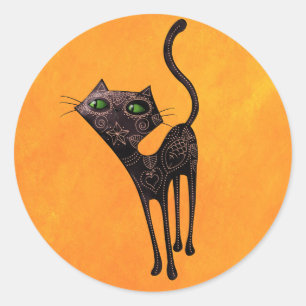 Sticker Rond Jour mexicain noir du chat mort