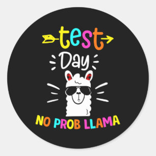 Sticker Rond Jour No Prob Llama Red Plaid Teacher Jour d'essai