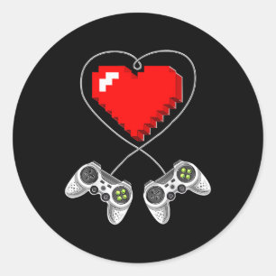 Sticker Rond Jour Vidéo Contrôleur Coeur Gamer Cadeaux Garçons
