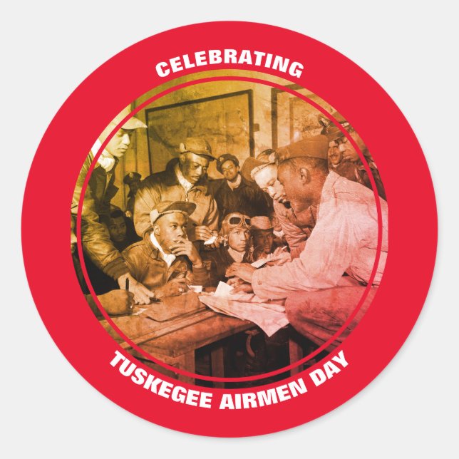 Sticker Rond JOURNÉE D'AÉRONEF TUSKEGEE Personnalisée (Devant)