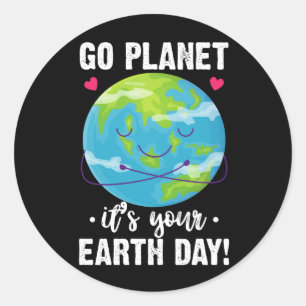 Sticker Rond Journée de la Terre mignonne, vas-y planète, c'est