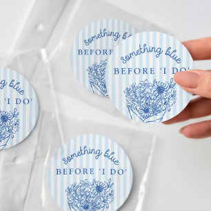 Sticker Rond Journée de mariage avec des rayures bleues