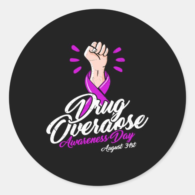 Sticker Rond Journée de sensibilisation à la surdose de drogue  (Devant)