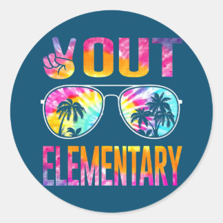 Sticker Rond Journée dernière de l'école Paix dehors Enseignant