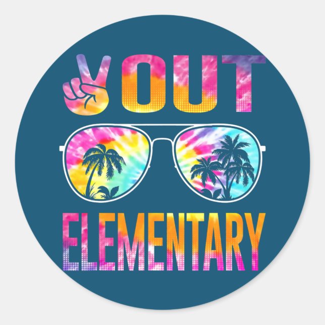 Sticker Rond Journée dernière de l'école Paix dehors Enseignant (Devant)