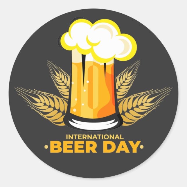 Sticker Rond Journée internationale de la bière (Devant)