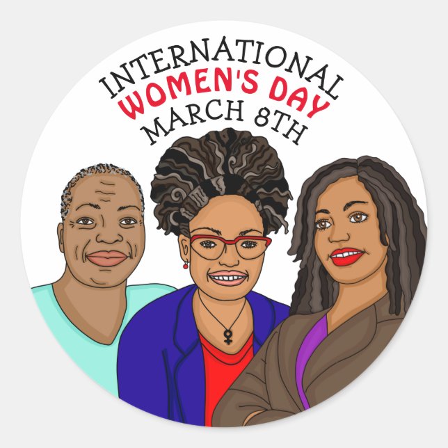 Sticker Rond Journée internationale de la femme - 8 mars (Devant)