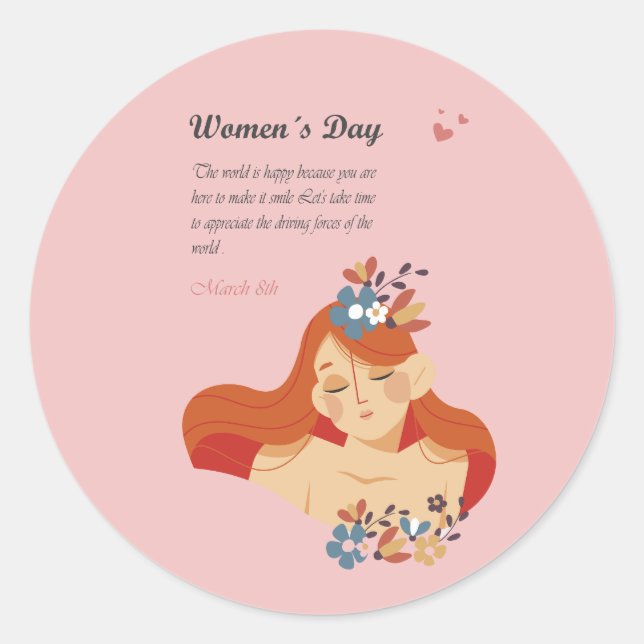 Sticker Rond Journée internationale de la femme 8 mars (Devant)