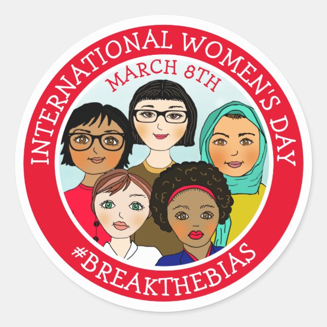 Sticker Rond Journée internationale de la femme 8 mars (Devant)