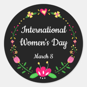 Sticker Rond Journée internationale des femmes florales