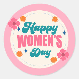 Sticker Rond Journée internationale des femmes tendance girly m