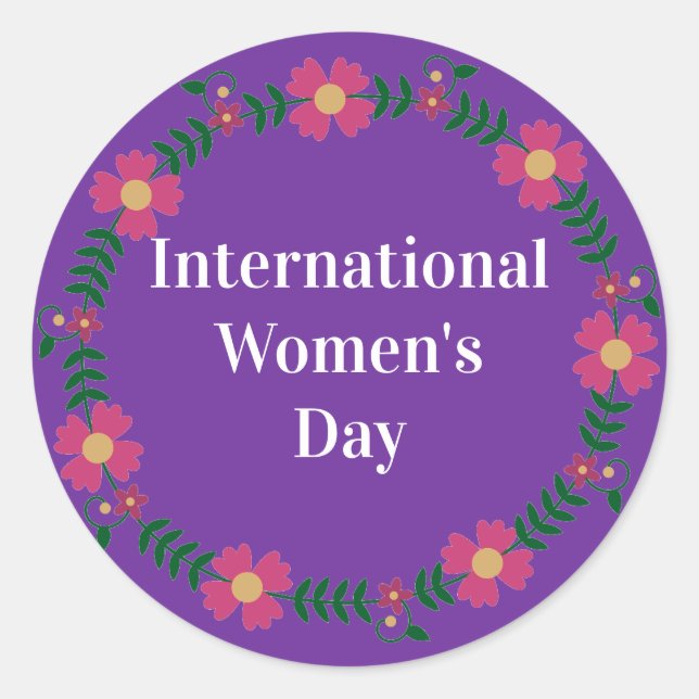 Sticker Rond Journée internationale des femmes violettes (Devant)