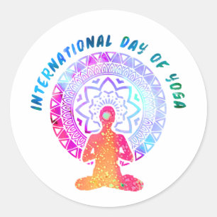 Sticker Rond Journée internationale du yoga