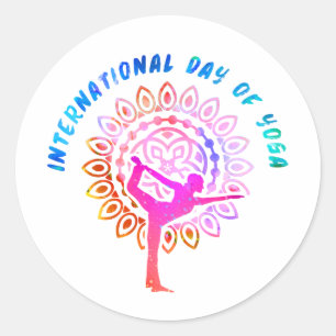 Sticker Rond Journée internationale du yoga
