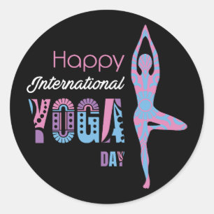 Sticker Rond Journée internationale du yoga