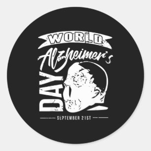 Sticker Rond Journée mondiale de la maladie d'Alzheimer soutien