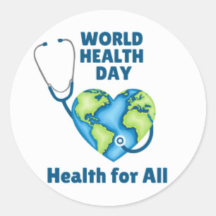 Sticker Rond Journée mondiale de la santé Santé pour tous